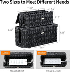 Black Cable Management Box, 2 Pack Large & Medium Rattan Cable Organizer Box - Image 5