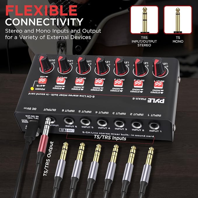 Pyle 6-Channel Wireless BT Streaming Mini Line Mixer - Image 4