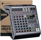 6 Channel Audio Mixer Sound Board Console System 99 DSP DJ Mixer 48V Phantom by SonixForce