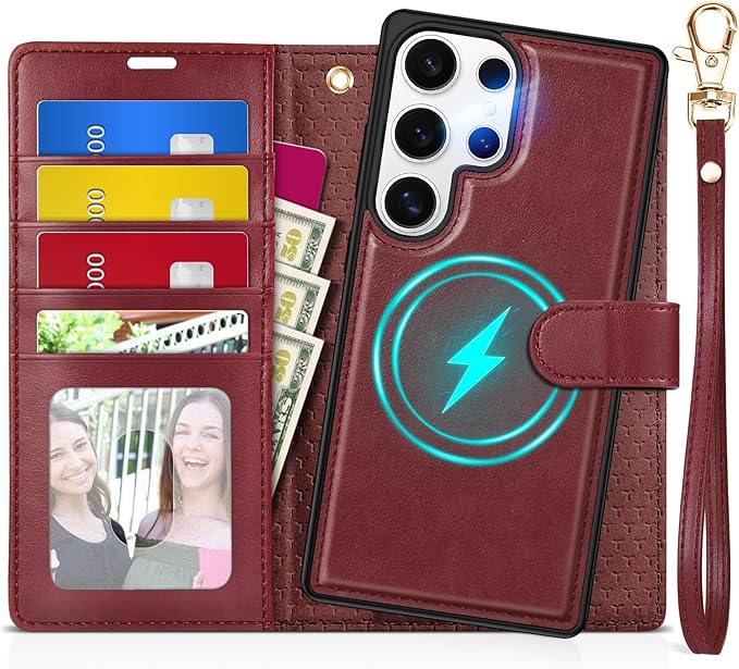 TUCCH Case Wallet for Galaxy S25 Ultra, Detachable Wrist Strap RFID Blocking 4 by TUCCH