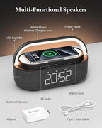 COLSUR Bluetooth Speaker with Wireless Charger, FM Radio, Dimmable LED Night - Image 4
