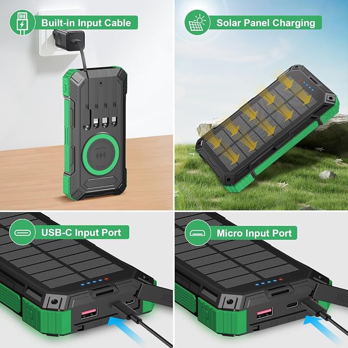 Solar Charger Power Bank 49800mAh Wireless Portable Phone Charger, 22.5W QC3.0 - Image 4