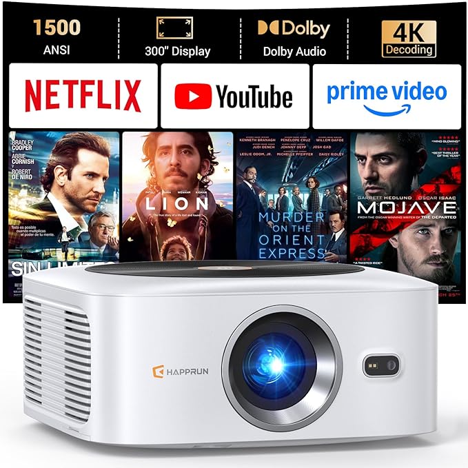 HAPPRUN 1500 ANSI Lumens Outdoor Projector by HAPPRUN