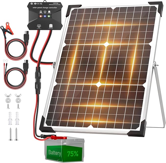 Voltset 30W Solar Battery Charger - 12V Solar Panel Kit - IP67 Waterproof Solar by Voltset