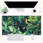 Black Cat Mouse Pad Cute Gaming Mousepad XL Kawaii Computer Mat 31.5 x 15.7 in by Cindasun