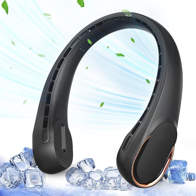Neck Fan, Bladeless Neck Fan, 4000 mAh Rechargeable Personal Fan, 360° Hands by ASNUG