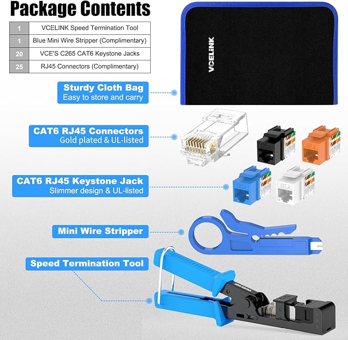 VCELINK Speed Termination Tool for VCE 90-Degree Keystone Jacks Punch Down - Image 6
