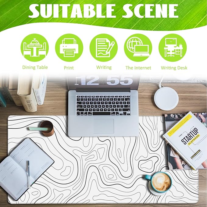 Desk Mat, Topographic Contour Large Gaming Mouse Pad - Image 3