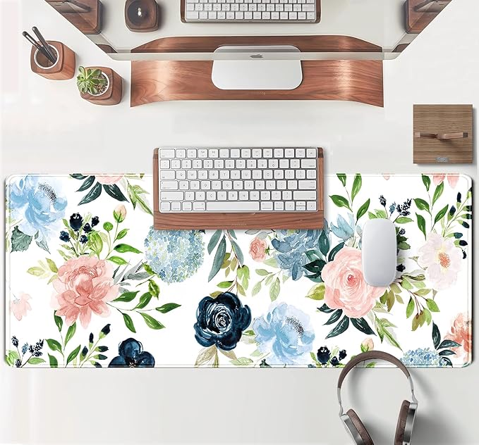 Gaming Green Desk Mat Desk Mouse Pads Purple Blue Pink Floral Mouse Pad Large - Image 4