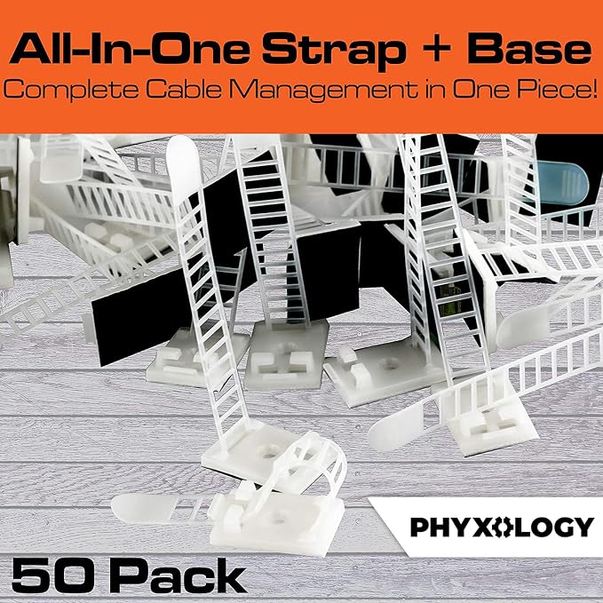 Pro-Grade, Adhesive-Backed Cable Straps 50 Pack. High-Strength - Image 3