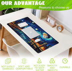 Desk Pad, City Starry Night Desk Mat, Abstract Oil Painting Large Gaming Mouse - Image 4