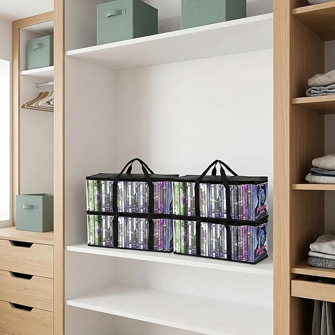 Fasmov 6 Pcs DVD Storage Bags Hold up to 240 DVDs, Water Resistant DVD Holder - Image 6
