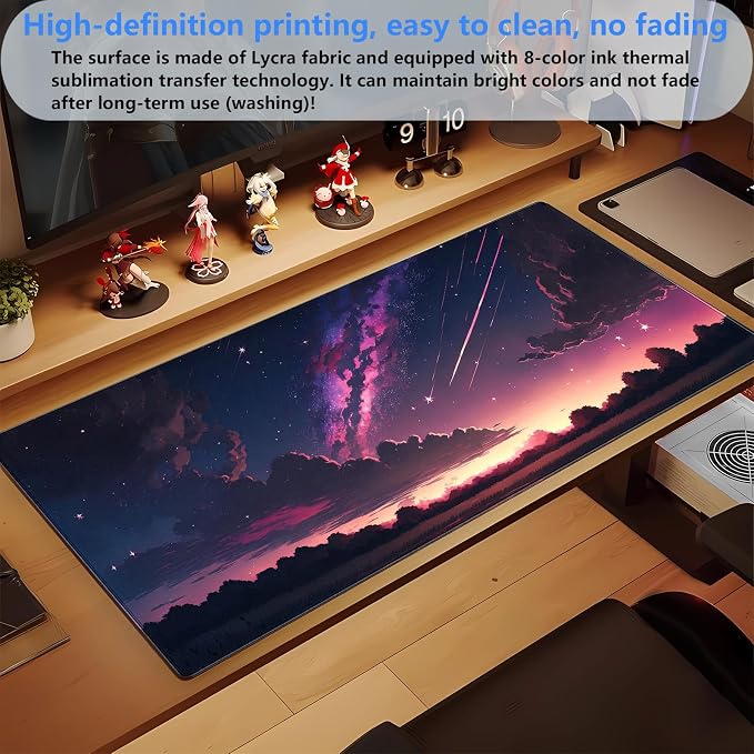 Anime Aesthetic Purple Galaxy Cloud Mouse Pad XXL Extended Gaming Desk Mat - Image 5