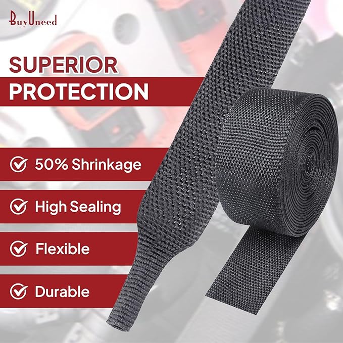 Heat Shrink Wire Loom 2:1 Shrinkable Braided Cable Sleeve 1 Inch ID-46ft - Image 8
