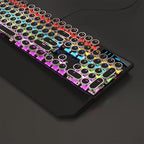 MageGee Typewriter Mechanical Gaming Keyboard, Retro Black Punk Round Keycaps - Image 4
