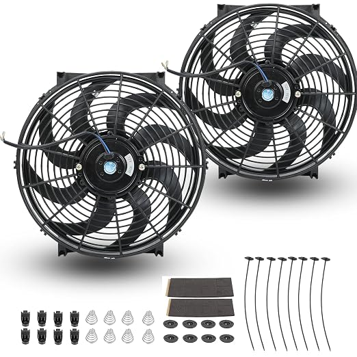 2PCS 14 Inch Universal Slim Fan Push Pull Electric Radiator Cooling Fan Mount by FSBCGT