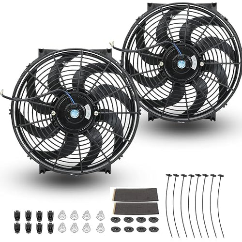 2PCS 14 Inch Universal Slim Fan Push Pull Electric Radiator Cooling Fan Mount by FSBCGT