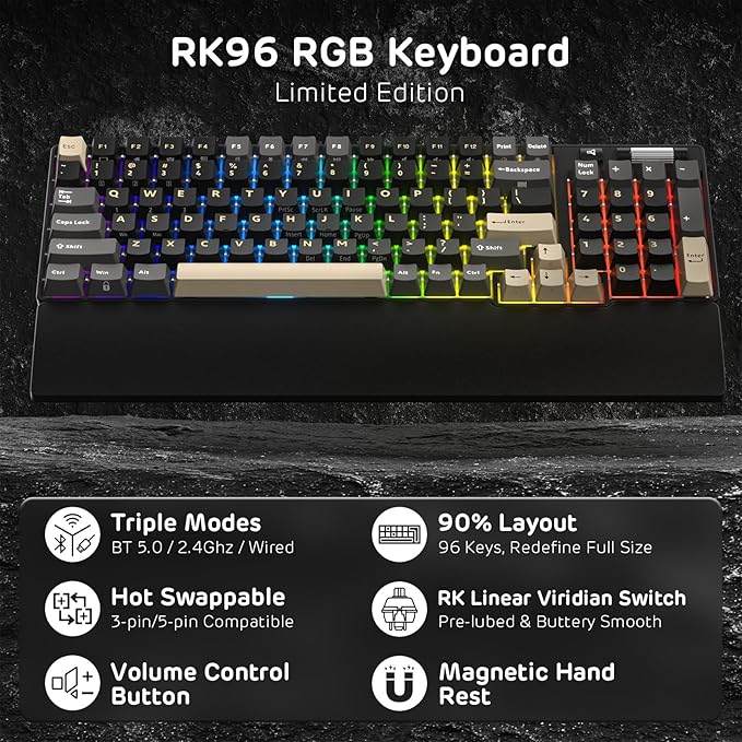 RK ROYAL KLUDGE RK96 RGB Limited Ed, 90% 96 Keys Wireless 3-Mode - Image 2