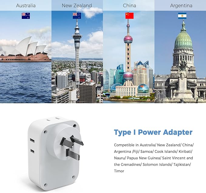 Australia Plug Adapter, TESSAN New Zealand Power Adapter - Image 4