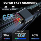 Starlight Retractable Car Charger, 66W Fast Car Chargers Adapter 4 in 1 - Image 3