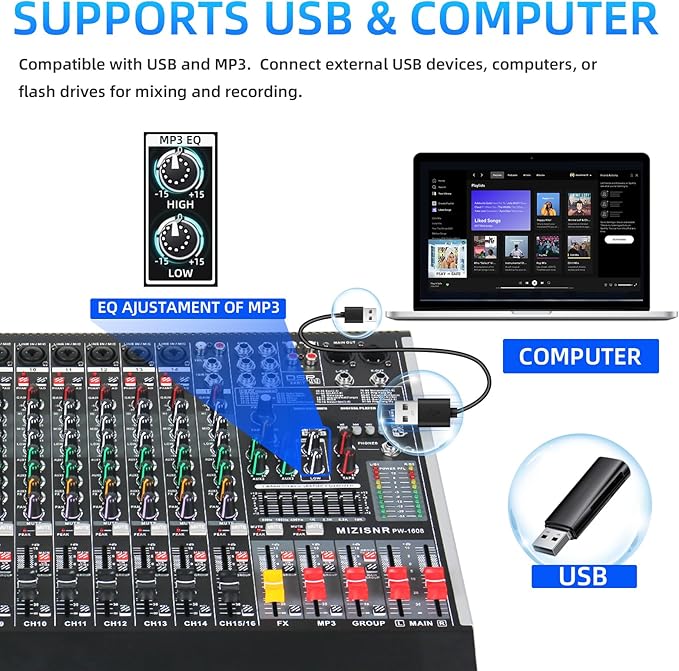 16 Channel Audio Mixer Professional Sound Mixing Board - Image 5