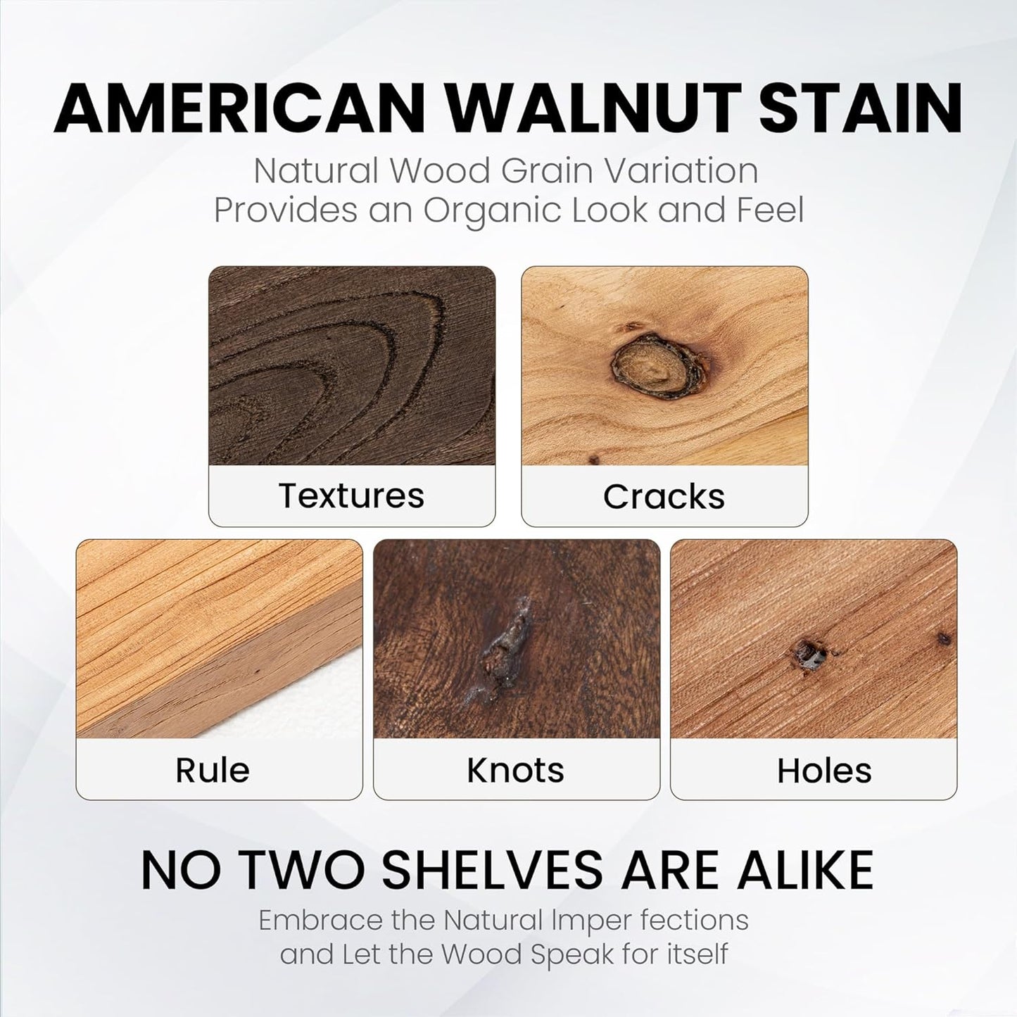 Fun Memories Floating Shelves for Wall, 36"x9.3" Rustic Solid Elm Wood Shelves, Heavy-Duty Wall Mounted Shelf with Invisible Brackets, Set of 2 for Living Room, Bedroom, Kitchen, Natural Finish
