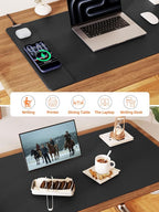 TopMade Mouse Pad with 15W Wireless Charging, XXL Large Leather Desk Mat - Image 5