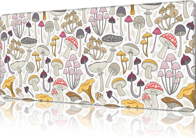 Mouse Pad Large Colorful Mushrooms Non-Slip Gaming Desk Mat by NIYLYNSYN