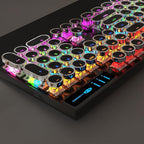 MageGee Typewriter Mechanical Gaming Keyboard, Retro Black Punk Round Keycaps - Image 7