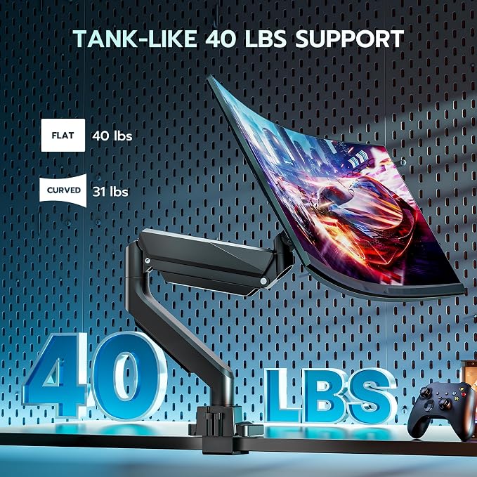 ARES WING Single Monitor Arm, Heavy Duty Adjustable Monitor Arm - Image 3