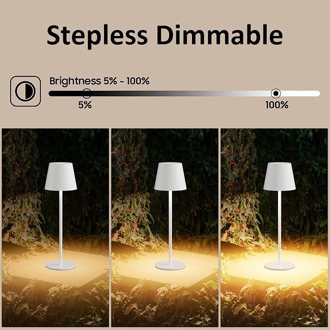 2-Pack White Cordless Table Lamp, Rechargeable LED Desk Lamp, 5000mAh Battery - Image 6