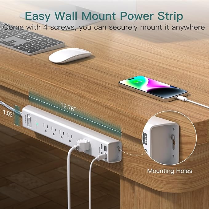 2 Pack Power Strip Surge Protector - Image 4