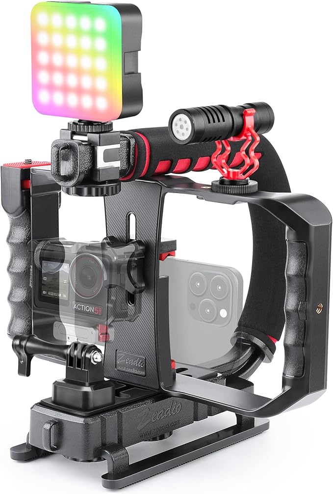 Zeadio Smartphone Camera Stabilizer Kit, Portable Handle Grip Handheld Video Rig by Zeadio