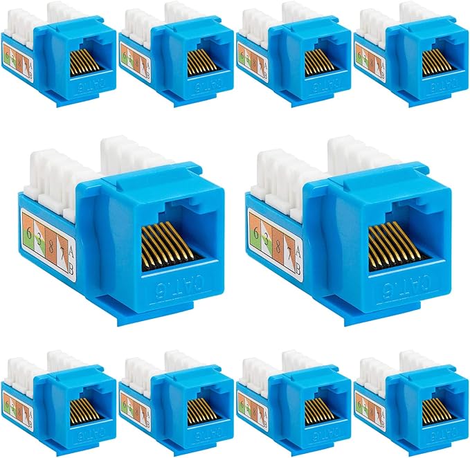 Cmple - 10 Pack Cat6 Keystone Jack Insert Punch Down RJ45 Connectors RJ45 by Cmple
