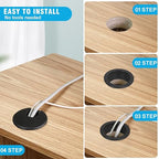1-3/8" Black Desk Grommet, JTemgle Plastic Cable Hole Cover Computer Table Cord - Image 6