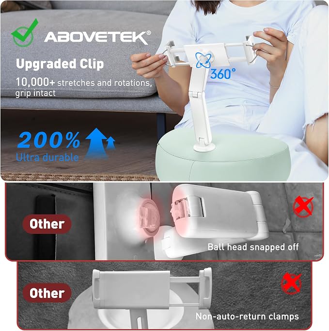 AboveTEK Tablet Pillow Stand for Bed, Hands-Free 360° Adjustable iPad Pillow - Image 7