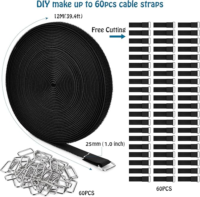 1"x39.4ft Hook and Loop Straps - Image 2