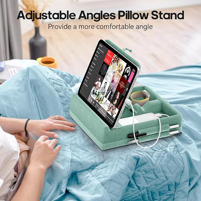 KDD Tablet Pillow Stand with Storage, Foldable iPad Holder - Image 3
