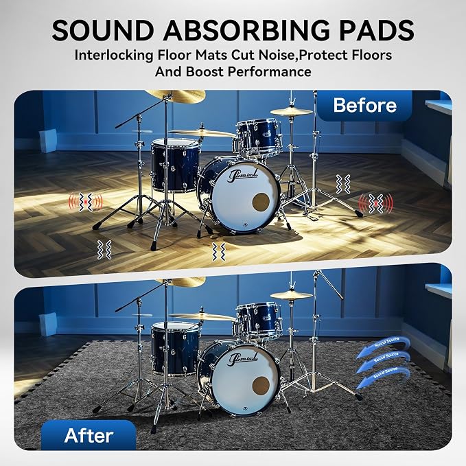 20 Pcs Sound Absorbing Interlocking Floor Mats Pads, Non-Slip Anti Vibration - Image 4