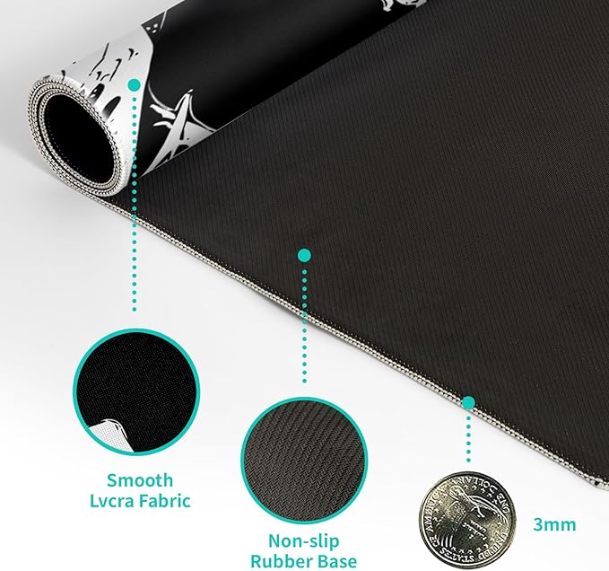 Japanese Sea Wave Large Mouse Pad, Abstract Black Gaming Mousepad, Extended - Image 8