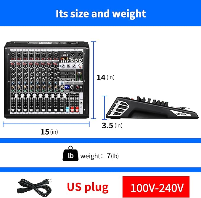 S-10 Audio Mixer 10 channel 8 channel Professional DJ Mixing Console - Image 9