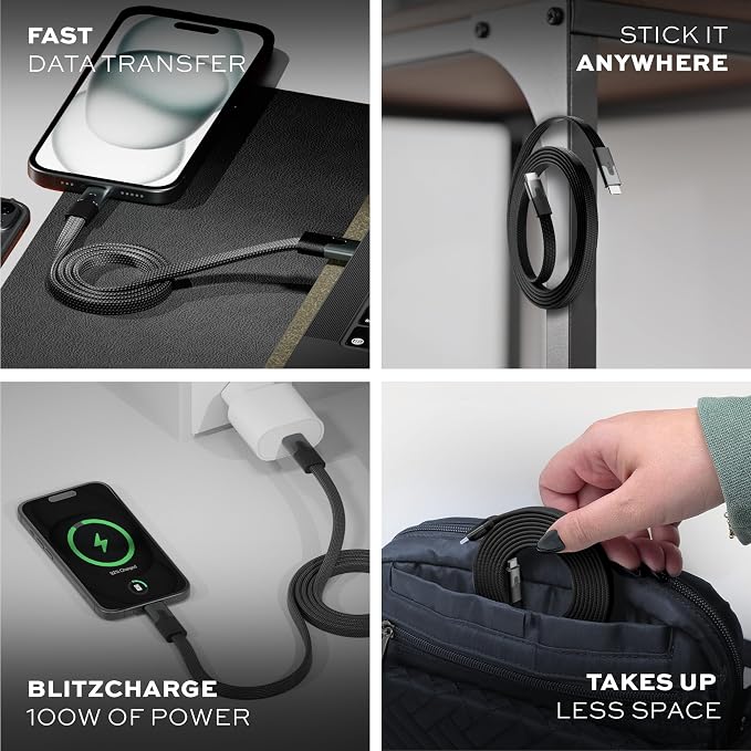 Statik MagStack USB C to USB C Cable, Magnetic Anti Tangle Flat Type C Charger - Image 5