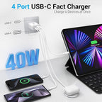 TT&C USB C Block 40W, 4 Ports Wall Plug Fast Charging Block, PD+QC Multiport - Image 4