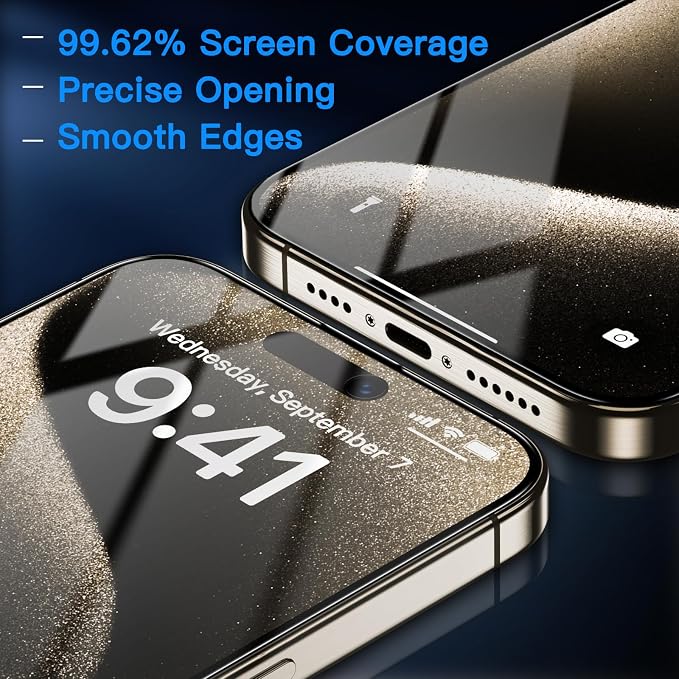 Uyiton Anti-Blue Light for iPhone 15 Pro Screen Protector - Image 6