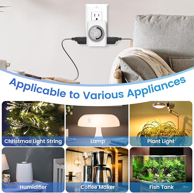 Timers for Electrical Outlets Indoor, AaiVrylliz 3-Prong Dual Outlet Timer - Image 5