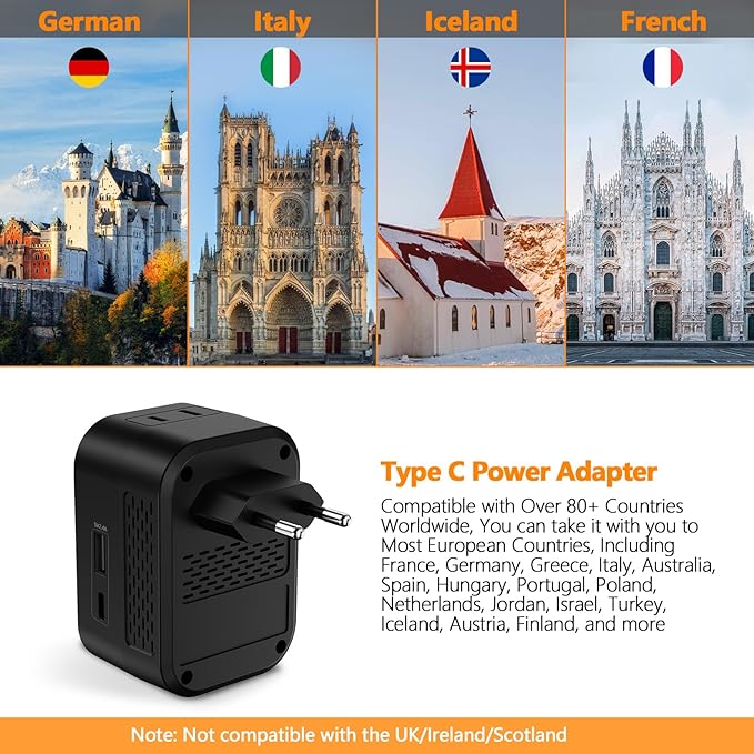 220V to 110V 20W PD Voltage Converter US to Europe International Universal - Image 4