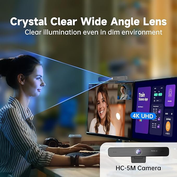 HORION 4K Webcam with Microphone, Auto Framing Camera - Image 2