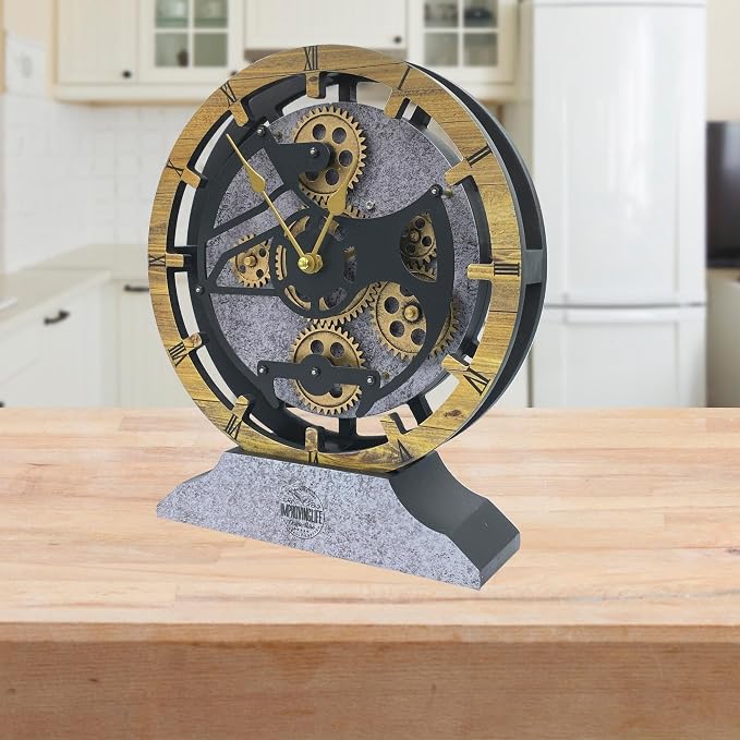Desk Clock 10 inches with Real Moving Gears Convertible into Wall Clock - Image 2