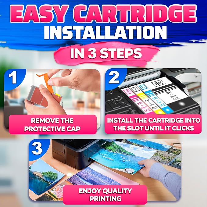 910XL Printer Ink Cartridges 4 Pcs – Includes 910XL Black & Color Ink – - Image 5