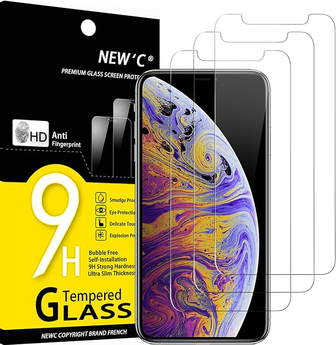 NEW'C 3 Pack Designed for iPhone 11 Pro Max and iPhone XS Max Screen Protector by NEWC